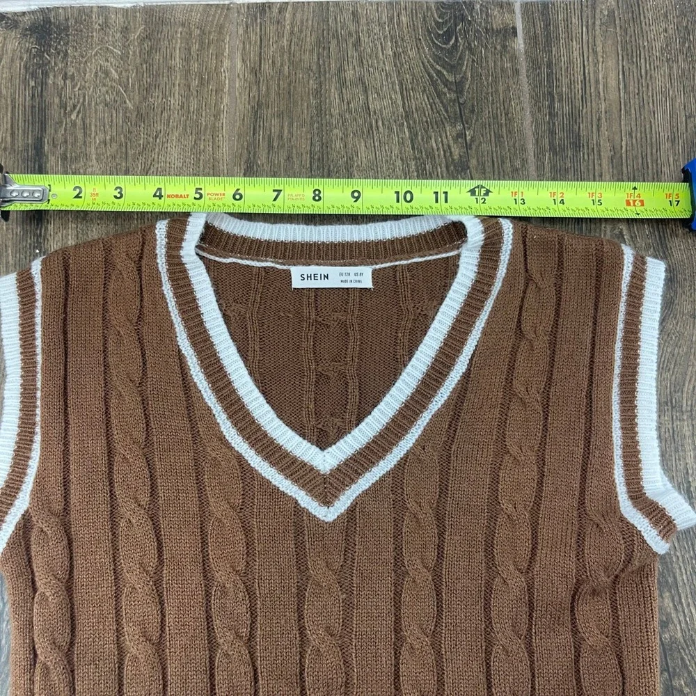 SHEIN Brown Cable Knit V Neck Sweater Vest Kids Size 8Y - Picture 10 of 13